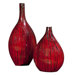 Textured Black Drizzled Accents Bamboo Vase in Red (Set of 2)