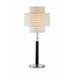  Table Lamp in Black Genuine Leather with Chrome Accent