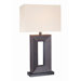  Table Lamp in Brown Genuine Leather with Wood Base
