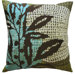 Ecco 18" x 18" Embroidered Pillow with Brown Leaf