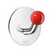 Beslagsboden Single Hook with Red Knob in Polished Stainless Steel