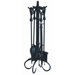 4 Piece Heavy Crook Handle Wrought Iron Fire Tool Set