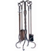 4 Piece Ring Handle Antique Copper Fire Tool Set