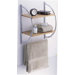 Two Tier Wood Mounting Shelf with Towel Bars in Natural / Chrome