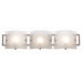 Nara  Vanity Light with Checkered Frosted Glass in Brushed Steel