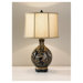 Hand Painted Porcelain  Table Lamp in Glossy Black / Golden Floral Pattern