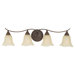 Morningside Four Light Bath Vanity with Cream Snow Shade in Grecian Bronze
