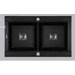 Geo 32.75" x 20.25" Granite ROK Double Bowl Kitchen Sink in Metallic Black