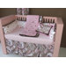 Retro Flowers 3 Piece Crib Beddding Set in Pink / Chocolate