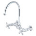 Heritage Double Handle Wall Mount Bridge Kitchen Faucet with Metal Cross Handle