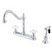 Heritage Double Handle Centerset Kitchen Faucet with Metal Cross Handles and Side Spray