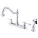 New Orleans Double Handle Centerset Kitchen Faucet with Porcelain Lever Handles