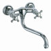 Double Handle Wall Mount Bridge Faucet with Swivel Spout