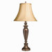 Westwood New Traditions One Light Portable Table Lamp with Beige Shade in Patina Brass