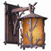 Cheyenne Wall Lantern in Hickory with Amber Glass Shade