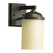 Silo Outdoor Wall Lantern with Amber Scavo Glass Shade in Oiled Bronze