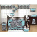 Turquoise Funky Zebra 9 Piece Crib Bedding Set