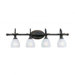 Polynesian Four Light Vanity Light with Frosted Glass in English Bronze