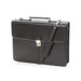 Executive Leather 2 Gusset Key Lock Flapover Briefcase in Black