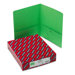 Two-Pocket Portfolio, Embossed Leather Grain Paper, 100-Sheet Capacity, Green                                                