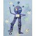 Patchwork Newton Loves Soccer Robot Canvas Print by Liz Clay
