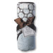 Terry Velour Hoodie Towel in Pastel Blue with Brown Mod Circles