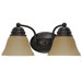 Empire  Vanity Light with Champagne Linen Washed Glass in Mahogany Bronze