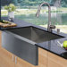 Farmhouse Single Bowl Kitchen Sink with Faucet and Soap Dispenser in Satin