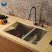 Undermount Double Bowl Kitchen Sink with Faucet and Soap Dispenser in Satin