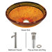 Tangerine Glass Vessel Sink with Faucet in Oil Rubbed Bronze
