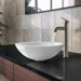 Flat Edged Stone Glass Vessel Sink with Faucet