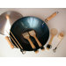 7 Piece 14" Preseasoned Flat Bottom Wok Set