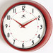 Retro Round Metal Wall Clock In Red