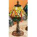 Scarlet Art Glass Tiffany Hanginghead Dragonfly with Twisted Fly Mosaic Base Mini Lamp