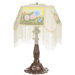 Reverse Painted Roses Fabric with Fringe Accent Lamp
