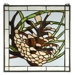 Lodge Tiffany Square Pinecone Stained Glass Window