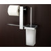 Bridge Wall Mounted Bathroom Butler with Double Toilet Paper Holder and Toilet Brush in Chrome