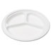 Naturehouse Bagasse 10" Three-Compartment Plate, 125/Pack