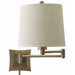  3-Way Wall Swing Lamp in Antique Brass with Linen Hardback Shade