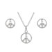 Sterling Silver CZ Peace Sign Necklace and Earring Set