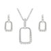 Sterling Silver CZ Accented Square Necklace and Earring Set