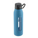 22 Oz Classic Glass Water Bottle with Black Lid and Jacket in Cobalt