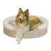 Tan Faux Suede Oval Cuddler Pet Bed with Ivory Microberber