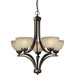 5 Light Chandelier with Umber Glass Shade