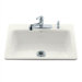 Bakersfield Self Rimming Kitchen Sink in White with Four Hole Faucet Drilling
