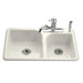Efficiency Self-Rimming Kitchen Sink in Biscuit with Three Hole Faucet Drilling