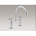 Parq Two-Hole Deck-Mount Kitchen Sink Faucet with 9" Gooseneck Spout and Tri Handles