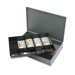 Cash Box, w/ 2 Keys, 10 Compartments, 12"x19"x3-3/4", Gray