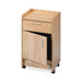 Drawer and Cabinet Mobile Cart, 1Drwr/1Door, 18-1/2"x18-1/2"x30", Oak