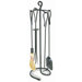 4 Piece Shepherd's Hook Wrought Iron Fireplace Tool Set